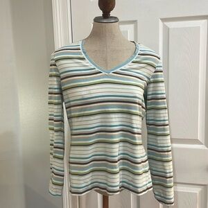 Vintage Y2K Old Navy perfect fit striped long sleeve top cotton stretch womens L